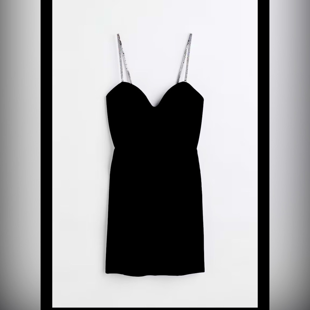 NWT H&M black dress with rhinestones straps
